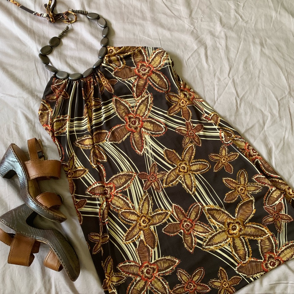 Coconut Brown Floral Vacay Dress